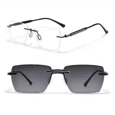 佐川 超轻时尚商务风无框眼镜 可配近视偏光墨镜夹片 开车钓鱼多场景使用 合金 光学镜架 男女同款情侣款