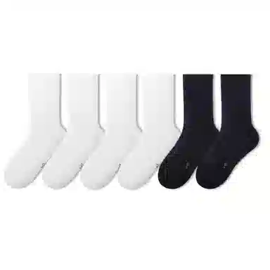 金莱克 抑菌纯色运动透气吸湿排汗跑步健身简约休闲中筒袜 男女同款 组合装