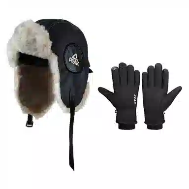 匹克 冬季加绒加厚防风保暖护耳防冻防寒骑行机车套装 聚酯纤维 雷锋帽 男女同款情侣款 黑色/灰色/棕色