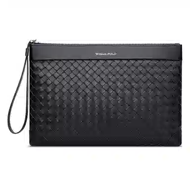 WilliamPOLO Handwoven Leather Clutch Black