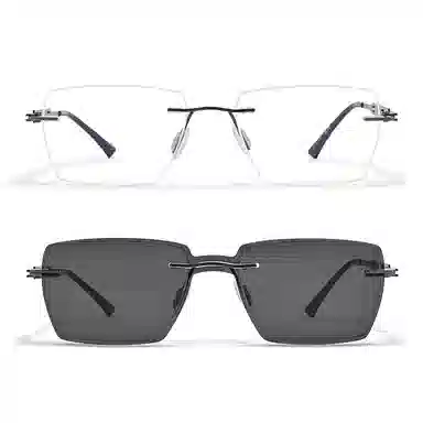 佐川 超轻时尚商务风无框眼镜 可配近视偏光墨镜夹片 开车钓鱼多场景使用 合金 光学镜架 男女同款情侣款