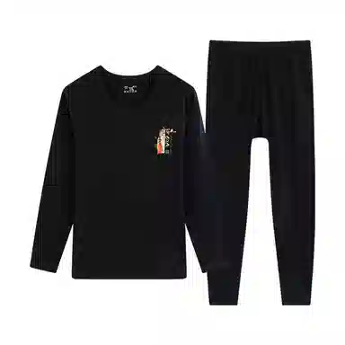 贴身领域 纯棉女士圆领套头长袖上衣松紧腰修身长裤薄款秋衣秋裤内衣打底棉毛衫少女保暖套装 女款