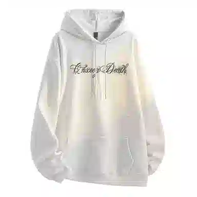 Qnxeey Vintage Ink Print Hoodie