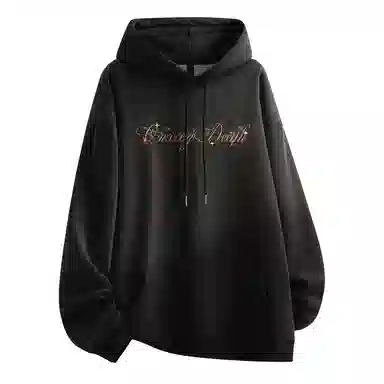 Qnxeey Vintage Ink Print Hoodie