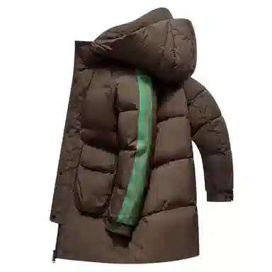 雅鹿 加厚韩版宽松大毛领中长款羽绒服 男女同款