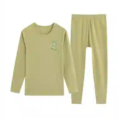 贴身领域 纯棉女士圆领套头长袖上衣松紧腰修身长裤薄款秋衣秋裤内衣打底棉毛衫少女保暖套装 女款