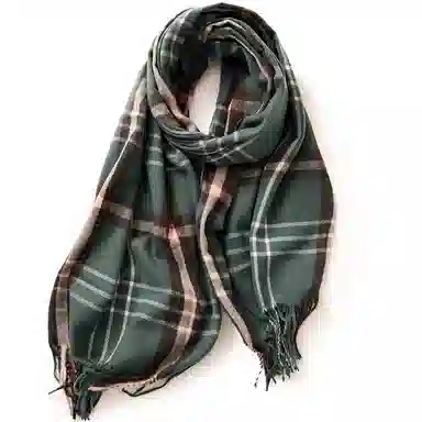 浪莎 条纹格子保暖学院风流苏 礼盒装 绒线围巾 男女同款情侣款