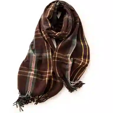 浪莎 条纹格子保暖学院风流苏 礼盒装 绒线围巾 男女同款情侣款