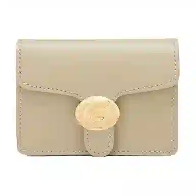 戈蓝尼 方形翻盖式按扣开合 牛皮革 零钱包卡包 常规 男女同款情侣款 黑色/ 杏色/ 白色/ 棕色/ 灰色/ 深棕色/ 深灰