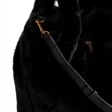 GUESS Classic Triangle Logo Plush Shoulder Bag Medium Black