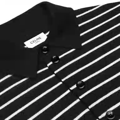 CELINE Striped Triomphe Polo In Fine Wool Polo