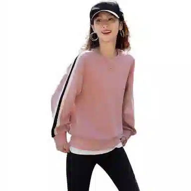 【dme】 纯色圆领合身套头长袖卫衣 女款 皮粉