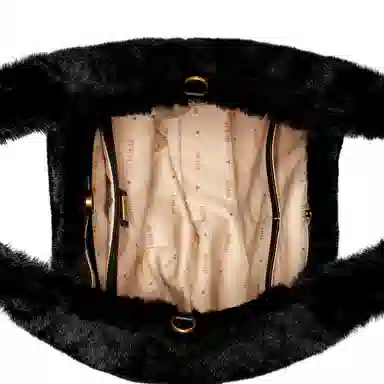 GUESS Classic Triangle Logo Plush Shoulder Bag Medium Black