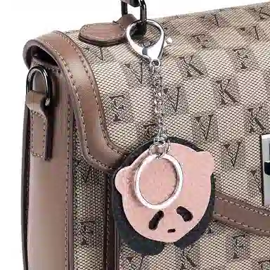 彤彤兔 真皮可爱大熊猫 头层牛皮 钥匙扣 男女同款情侣款