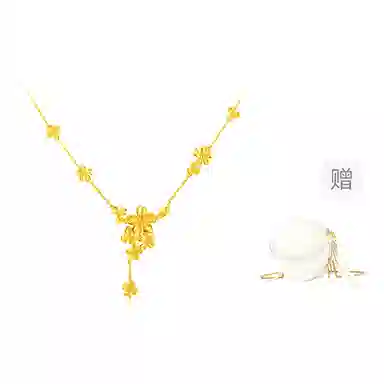 六福珠宝 囍爱系列四季花开 套链婚嫁 足金 按克计价 黄金项链 女款