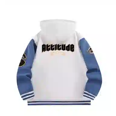 Gwola Baseball Boy Series Patchwork Colorblock Letter Print Baseball Jacket