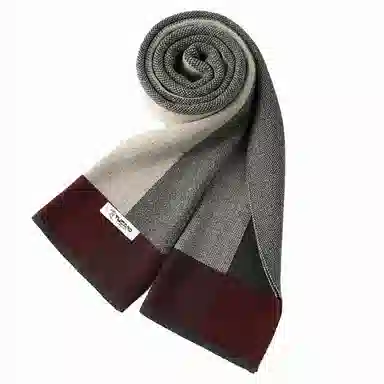 啄木鸟 保暖灰色双面拼接色高档 羊绒 绒线围巾 男款