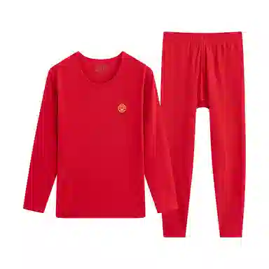 贴身领域 圆领套头松紧腰打底长袖长裤保暖套装 女款