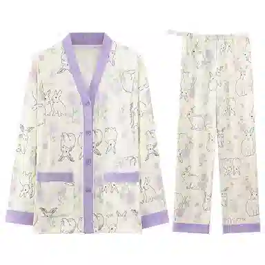 兰缪 长袖长裤怀孕期月子服产后喂奶哺乳家居服睡衣套装 女款 图片色