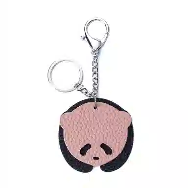 彤彤兔 真皮可爱大熊猫 头层牛皮 钥匙扣 男女同款情侣款