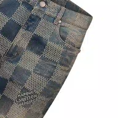 Louis Vuitton FW24 Washed Logo Flared Jeans Blue