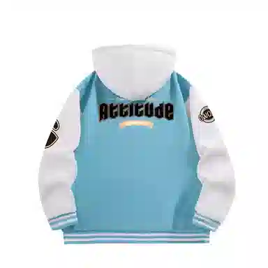Gwola Baseball Boy Series Patchwork Colorblock Letter Print Baseball Jacket