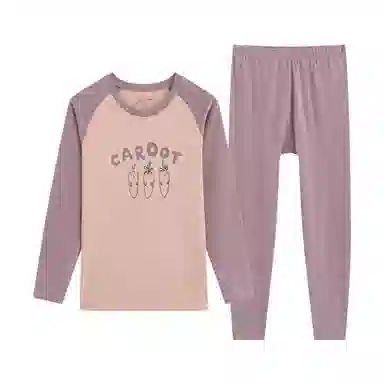 贴身领域 圆领套头松紧腰打底长袖长裤保暖套装 女款