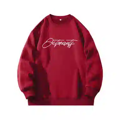 海底小纵队 美式复古猫英文品牌涂鸦印花重磅圆领落肩卫衣 男女同款