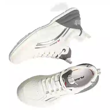 哥仑步 头层牛皮 简约舒适 时尚百搭 防滑透气轻便 低帮 生活休闲鞋 男款 白灰