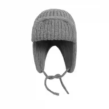 北极绒 日系纯色保暖护耳针织帽秋冬绑带毛线韩版百搭加厚长带子 聚酯纤维 绒线帽 男女同款情侣款