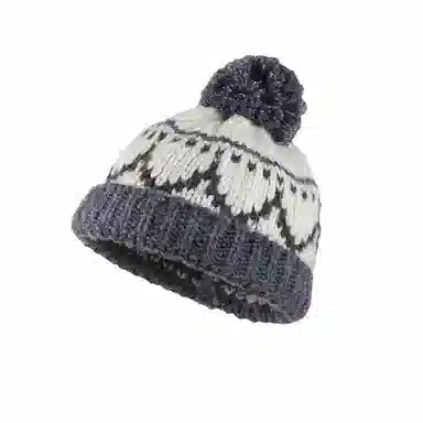 北极绒 日系复古费尔岛毛线针织秋冬季可爱毛球毛线保暖护耳冷帽 聚酯纤维 绒线帽 男女同款情侣款