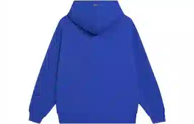 中国李宁 纯色休闲连帽长袖卫衣 女款 蓝色