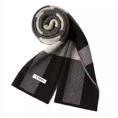 啄木鸟 双面拼色 加厚围脖长辈  羊毛 围巾 男女同款情侣款