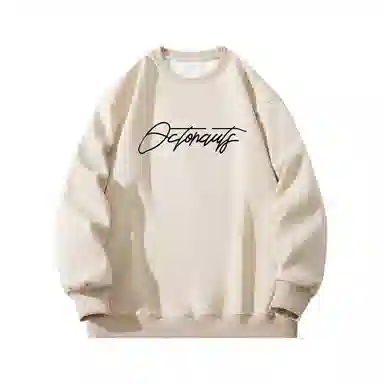 海底小纵队 美式复古猫英文品牌涂鸦印花重磅圆领落肩卫衣 男女同款