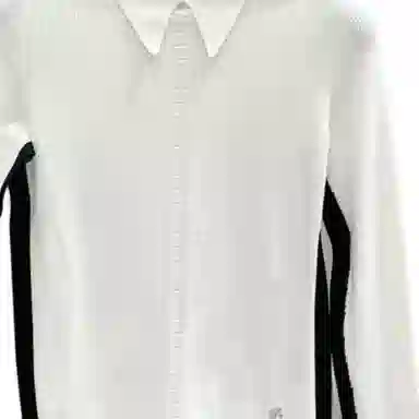 CHANEL Striped Logo Embossed Sweater