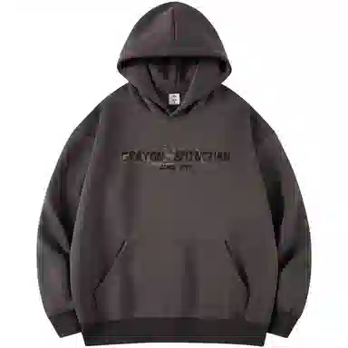蜡笔小新 卡通小新线稿印花落肩宽松休闲套头连帽卫衣 男女同款