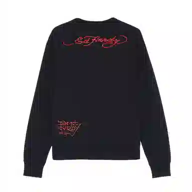 Ed Hardy Classic Tiger Rhinestone Crewneck Black