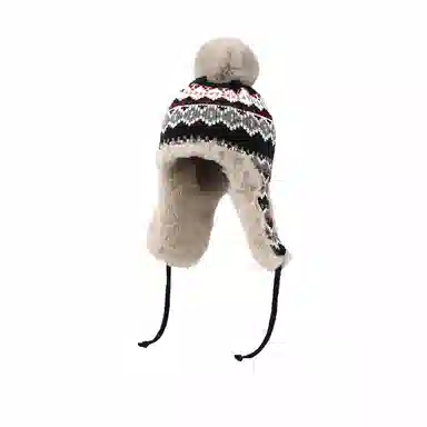 北极绒 秋冬季毛线帽加厚保暖显脸小护耳毛绒骑行挡风防寒套头加绒款 聚酯纤维 雷锋帽 男女同款情侣款