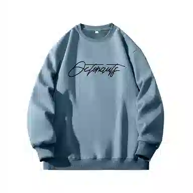 海底小纵队 美式复古猫英文品牌涂鸦印花重磅圆领落肩卫衣 男女同款