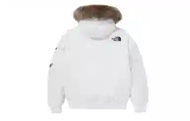 The North Face Logo Embroidered Zip Hoodie Jacket Cream