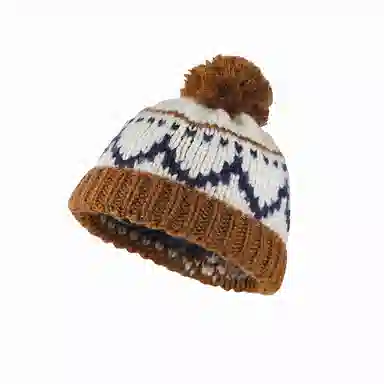 北极绒 日系复古费尔岛毛线针织秋冬季可爱毛球毛线保暖护耳冷帽 聚酯纤维 绒线帽 男女同款情侣款