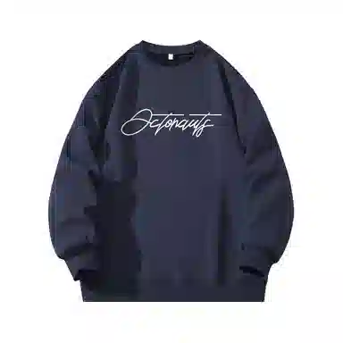 海底小纵队 美式复古猫英文品牌涂鸦印花重磅圆领落肩卫衣 男女同款