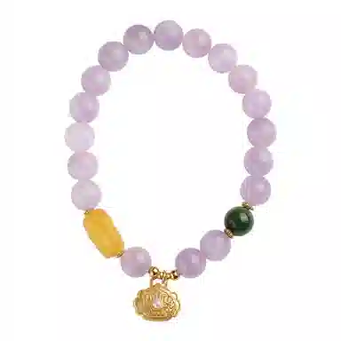 布达拉宫 繁花梦影紫锂辉锦上添花珍珠手饰未来可期梦幻紫色诸事顺利 水晶 手串 男女同款情侣款