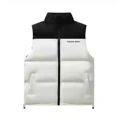 三体 文明系列 撞色拼接美式复古简约基础款字母印花百搭立领开衫户外工装机能风休闲宽松保暖加厚舒适防风无袖马甲 男女同款