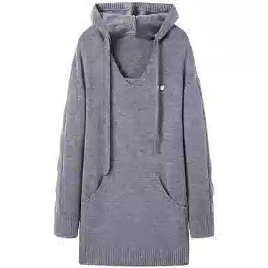 太平鸟 连帽短款假两件毛织长袖连衣裙 女款