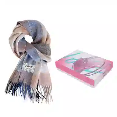 匹克 冬季防寒保暖多巴胺文艺小清新流苏披肩两用 羊仔毛 聚酯纤维 绒线围巾 男女同款情侣款 棕色/蔚蓝/粉色/米白