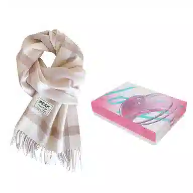 匹克 冬季防寒保暖多巴胺文艺小清新流苏披肩两用 羊仔毛 聚酯纤维 绒线围巾 男女同款情侣款 棕色/蔚蓝/粉色/米白