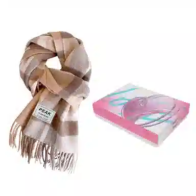 匹克 冬季防寒保暖多巴胺文艺小清新流苏披肩两用 羊仔毛 聚酯纤维 绒线围巾 男女同款情侣款 棕色/蔚蓝/粉色/米白