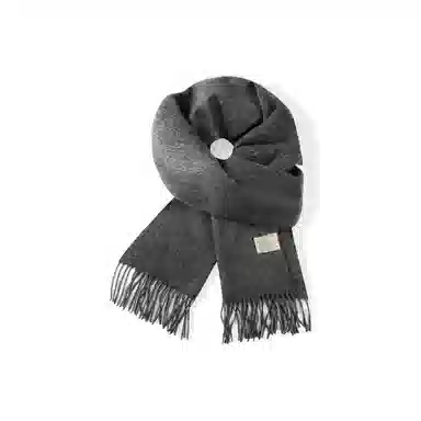 梦特娇 白色秋冬简约百搭流苏点缀保暖 羊毛 绒线围巾 男女同款情侣款