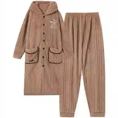 莫代尔 韩版时尚卡通舒适柔软亲肤保暖蓄热储温长袖长裤睡衣套装 男女同款